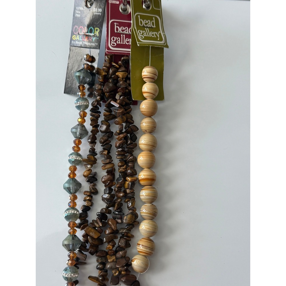 Bead Gallery Tigers Eye Stone Chips Glass Bicone and‎ Banded Round Bead Strands